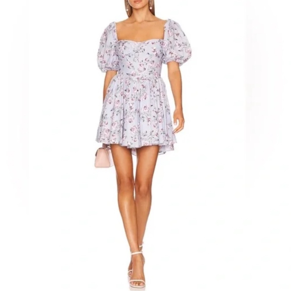 Lavender Floral Bardot Kiah Corset Mini Dress in Rose Floral Size M.summer vibes